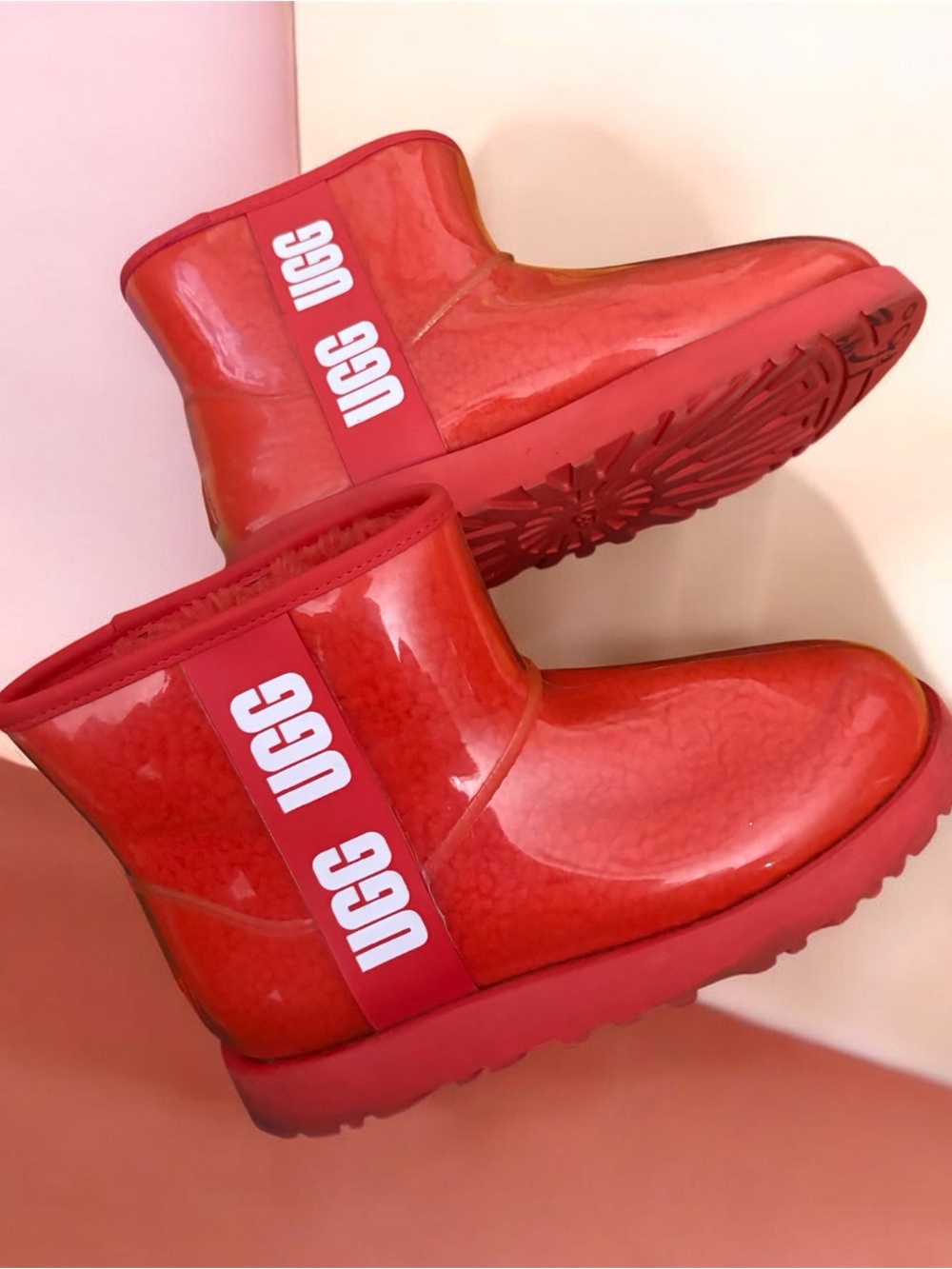 UGG Kids Short Red Glossy Ankle Boots